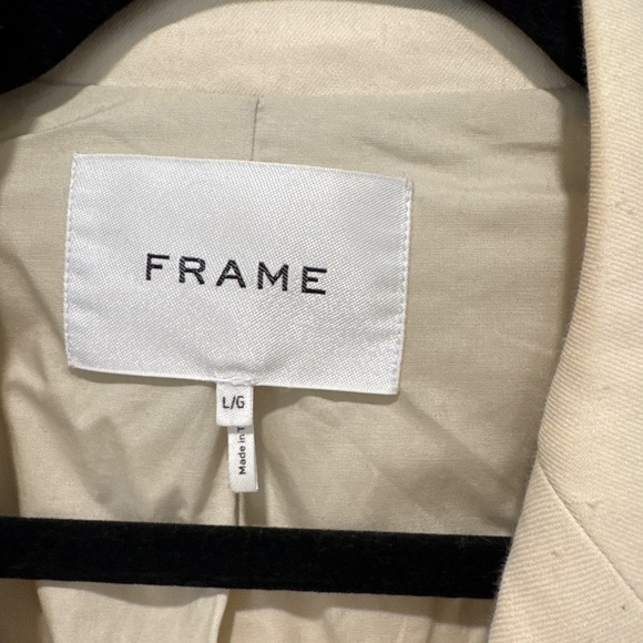 Frame Clean Cropped Blazer  (cream/beige) linen blend Size L - Picture 4 of 4